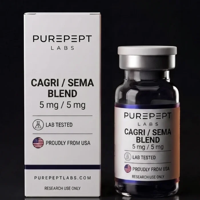 Cagri / Sema Blend research peptide vial and carton, Purepept Labs