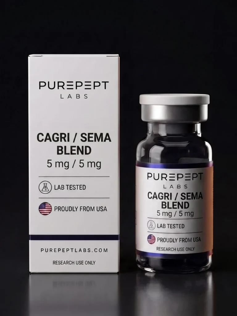 Cagri / Sema Blend research peptide vial and carton, Purepept Labs